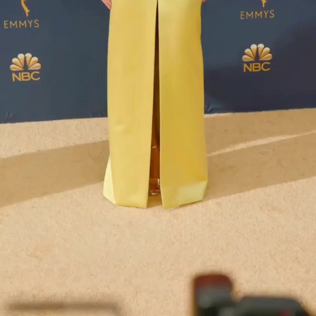Gorgeous in a gold dress (70th Emmy awards, 2018)